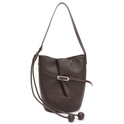 Solene Leather Bucket Bag Minimalist Shoulder Crossbody Purse