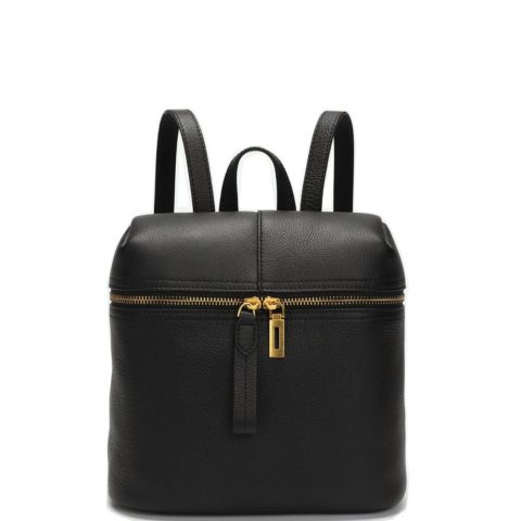 Рюкзак SUSU Sutton Small Pebbled Leather Purse Top Handle Zipper Closure Travel Casual Bag for Women, цвет: Чёрный
