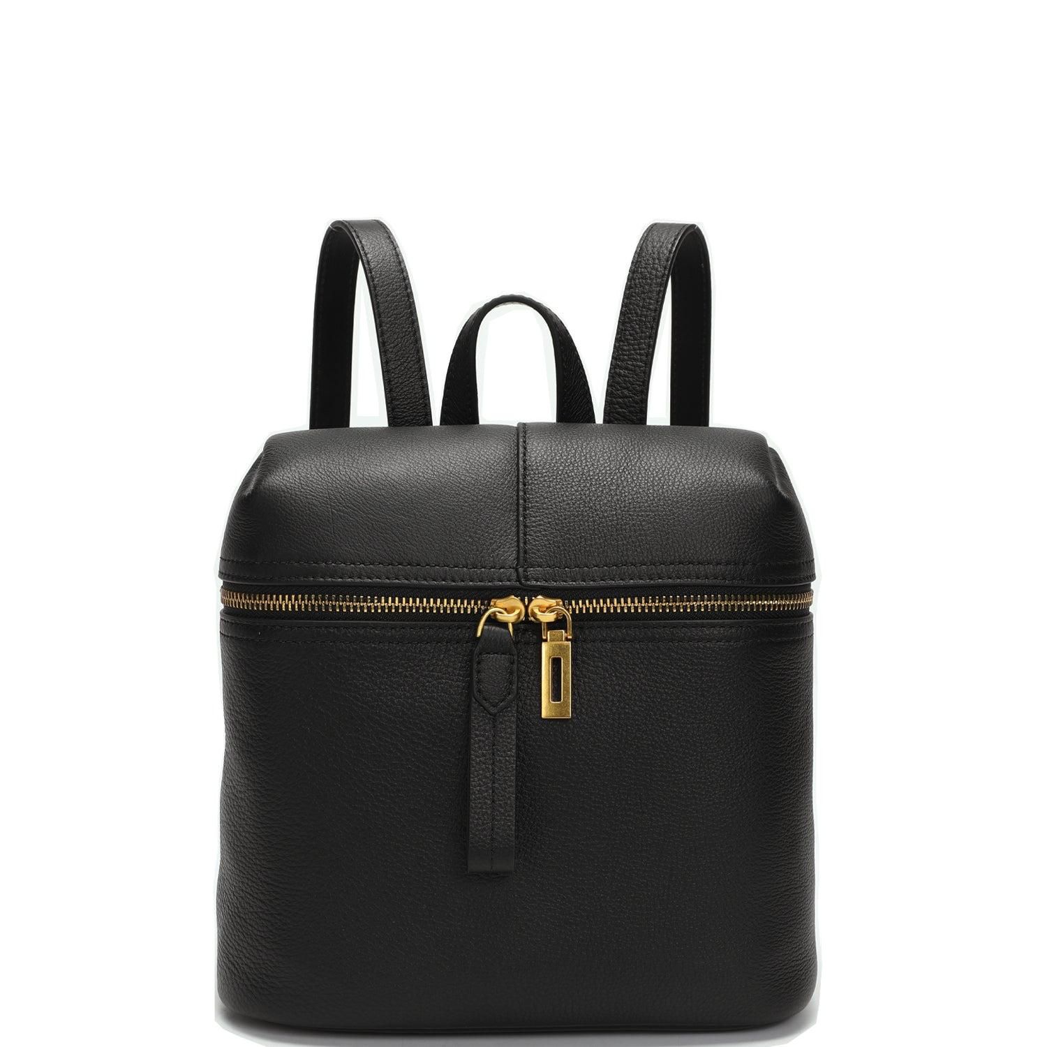 Sutton Small Pebbled Leather Backpack Purse Top Handle Zipper Closure Travel Casual Bag for Women