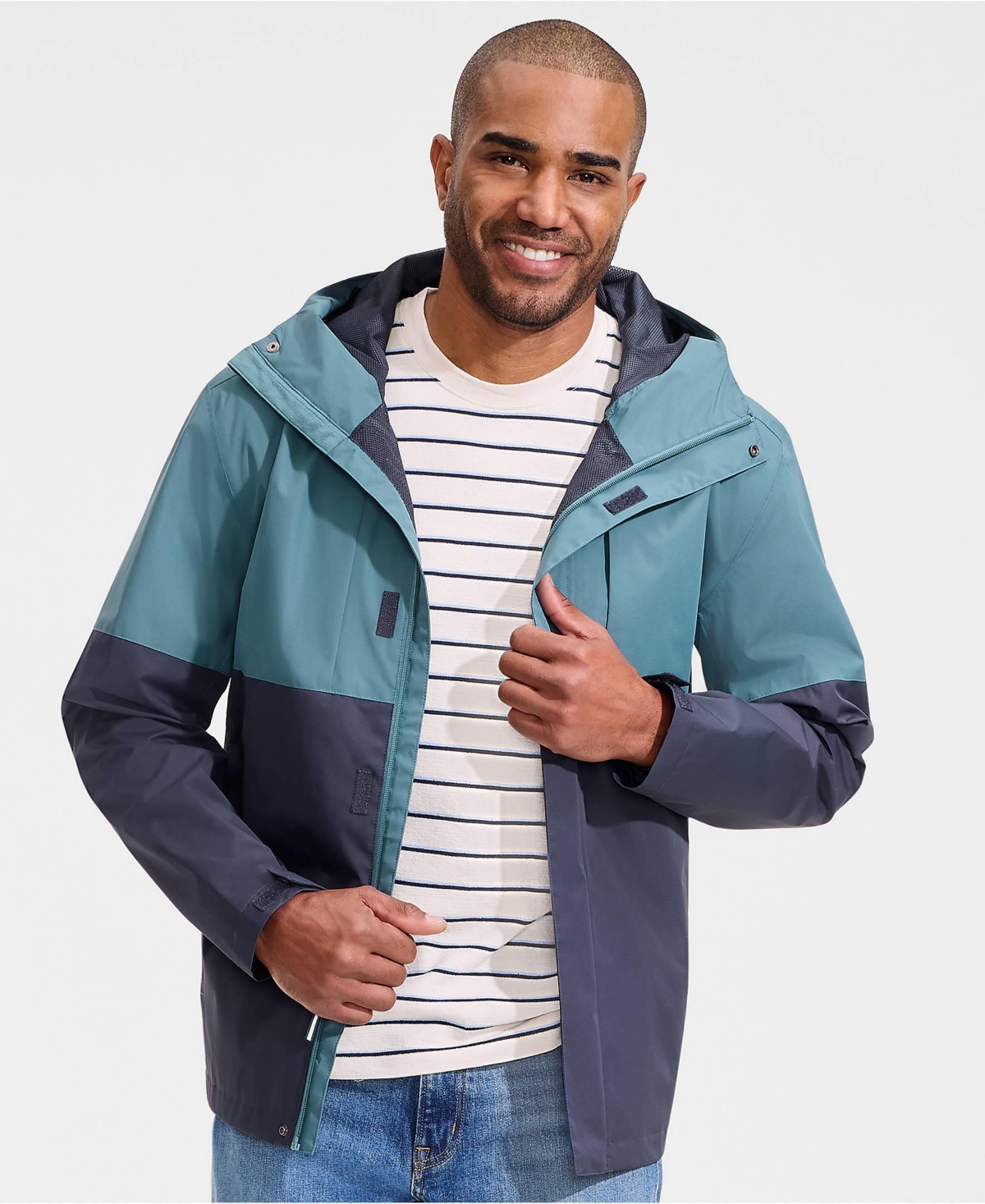 Lands' End Men's Waterproof Colorblock Raincoat