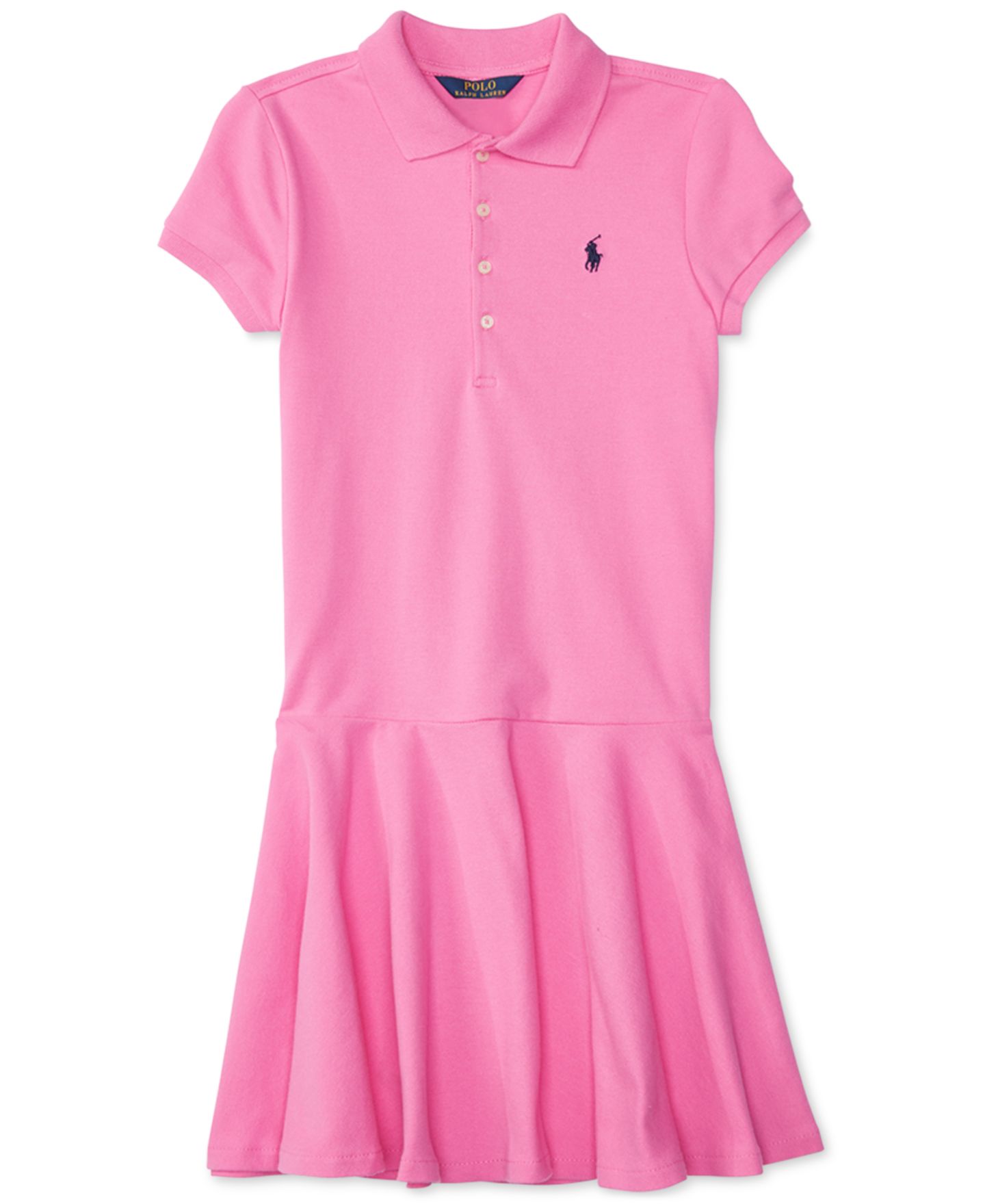 Платье Polo Ralph Lauren Cotton Mesh Stretch Short-Sleeve Polo Dress для девочек, цвет: Розовый — фото 4
