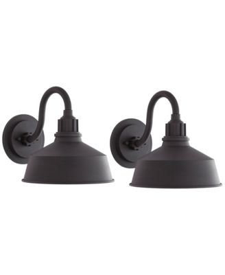 Arnett Rustic Industrial Outdoor Wall Light Fixtures Set of 2  Metal 10inches  Downlight Shade for Post Exterior Barn