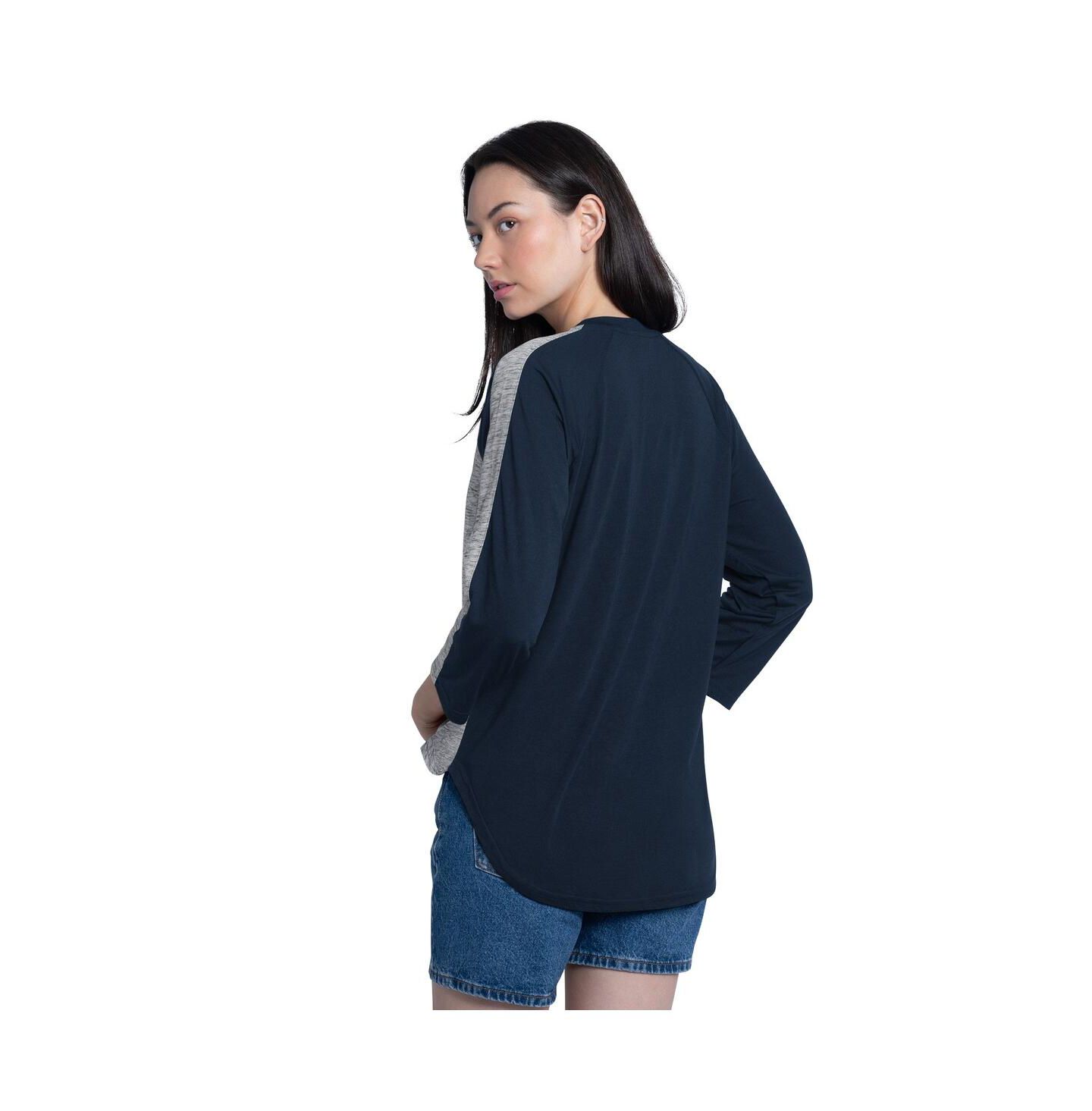 Женская футболка G-III 4Her by Carl Banks Navy/Heather Navy Boston Red Sox Speed Training 3/4-Sleeve Rhinestone V-Neck — фото 2