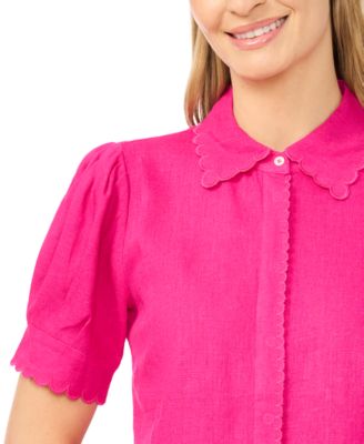 Women's Short-Sleeve Collared Button Up Shirt