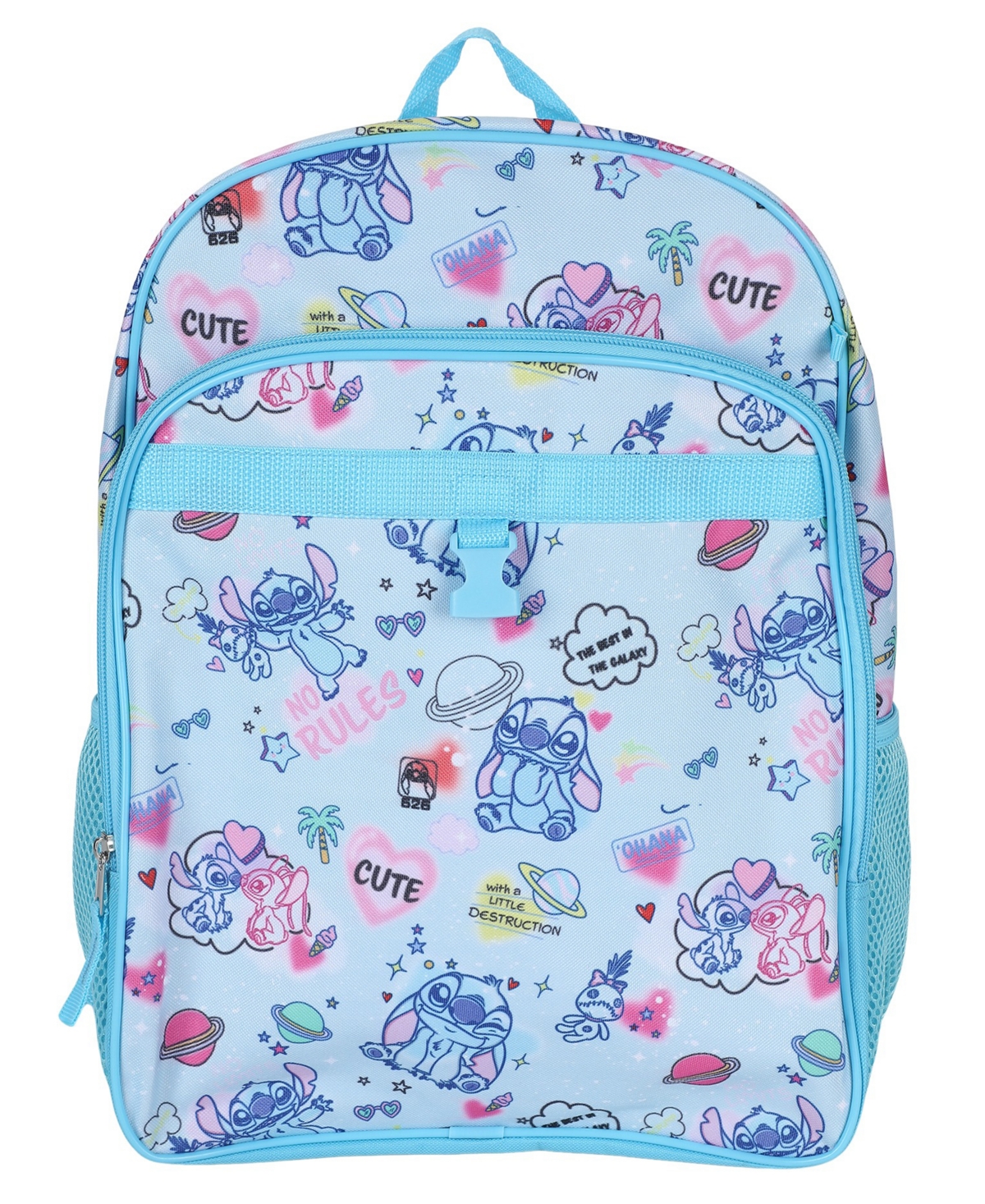 Stitch Boys' and Girls' All Over Print Backpack, Insulated Lunch Kit, Key Chain and Pencil Case, 4-Piece Set