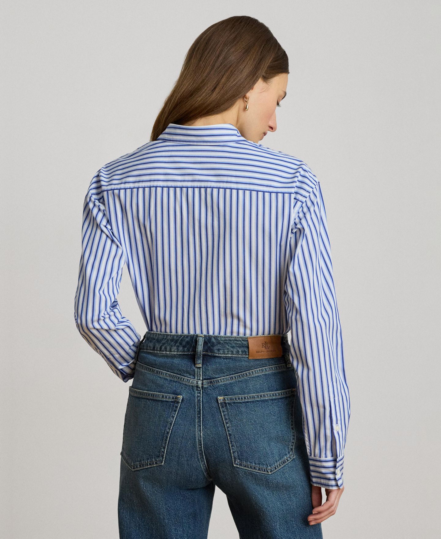 Женская рубашка Lauren Ralph Lauren Striped Long-Sleeve Shirt, цвет: Синий разноцветный — фото 5