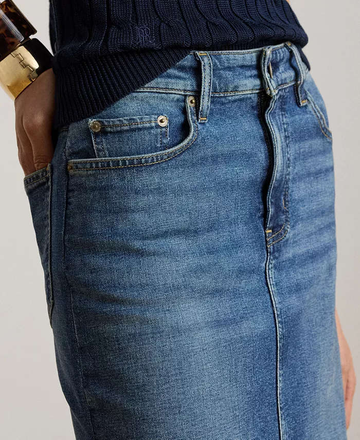 Women's Denim Pencil Skirt - thumbnail 4