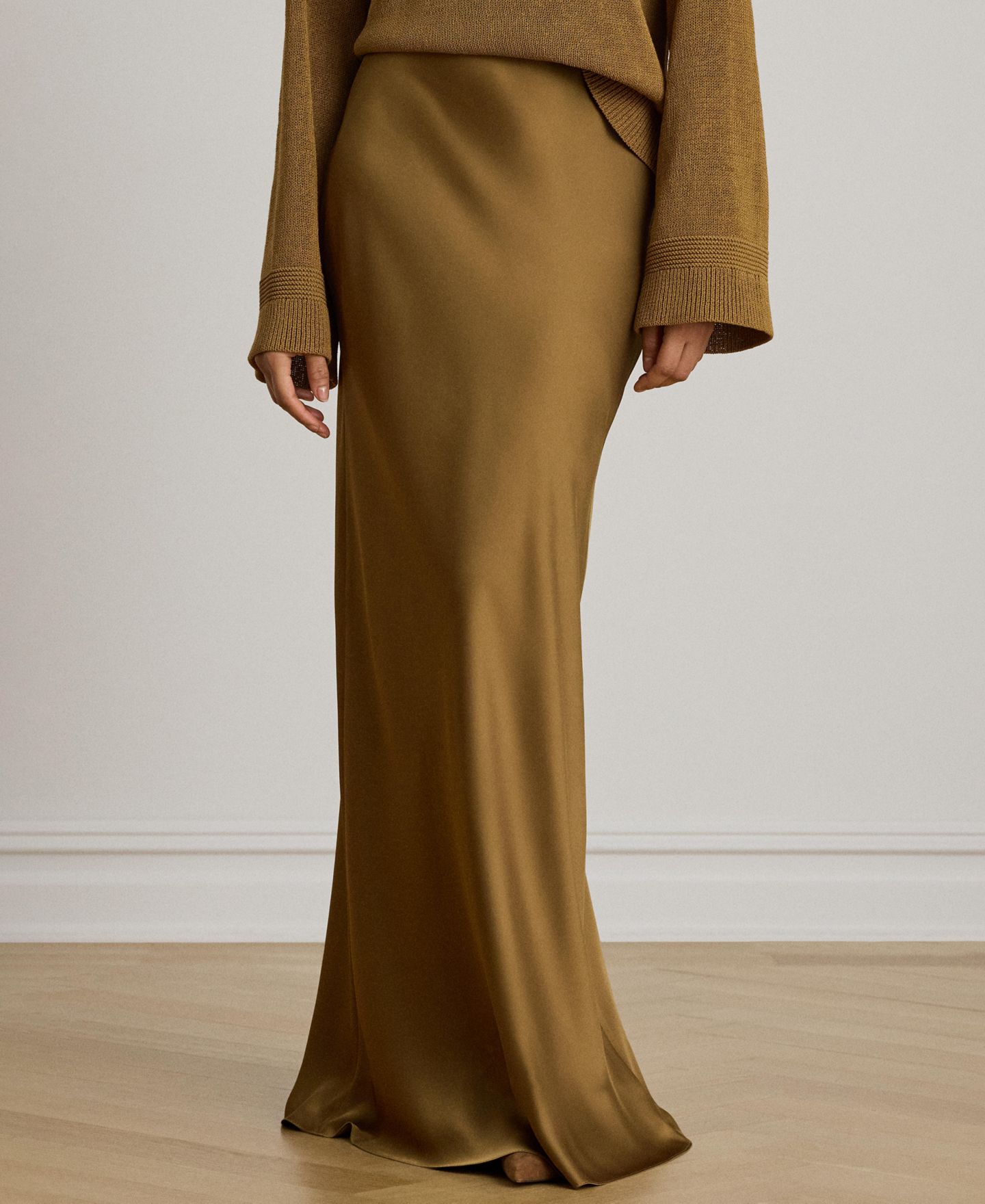 Женская юбка Lauren Ralph Lauren A-Line Charmeuse Maxi, цвет: Табачный бронзовый — фото 3