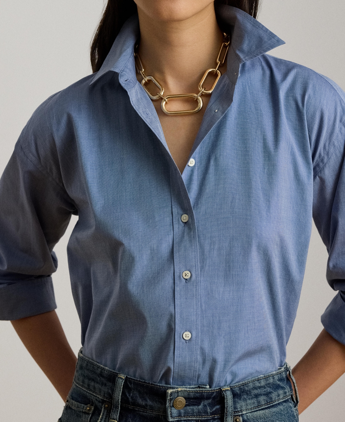 Lauren Ralph Women's Oversized Button Placket Shirt