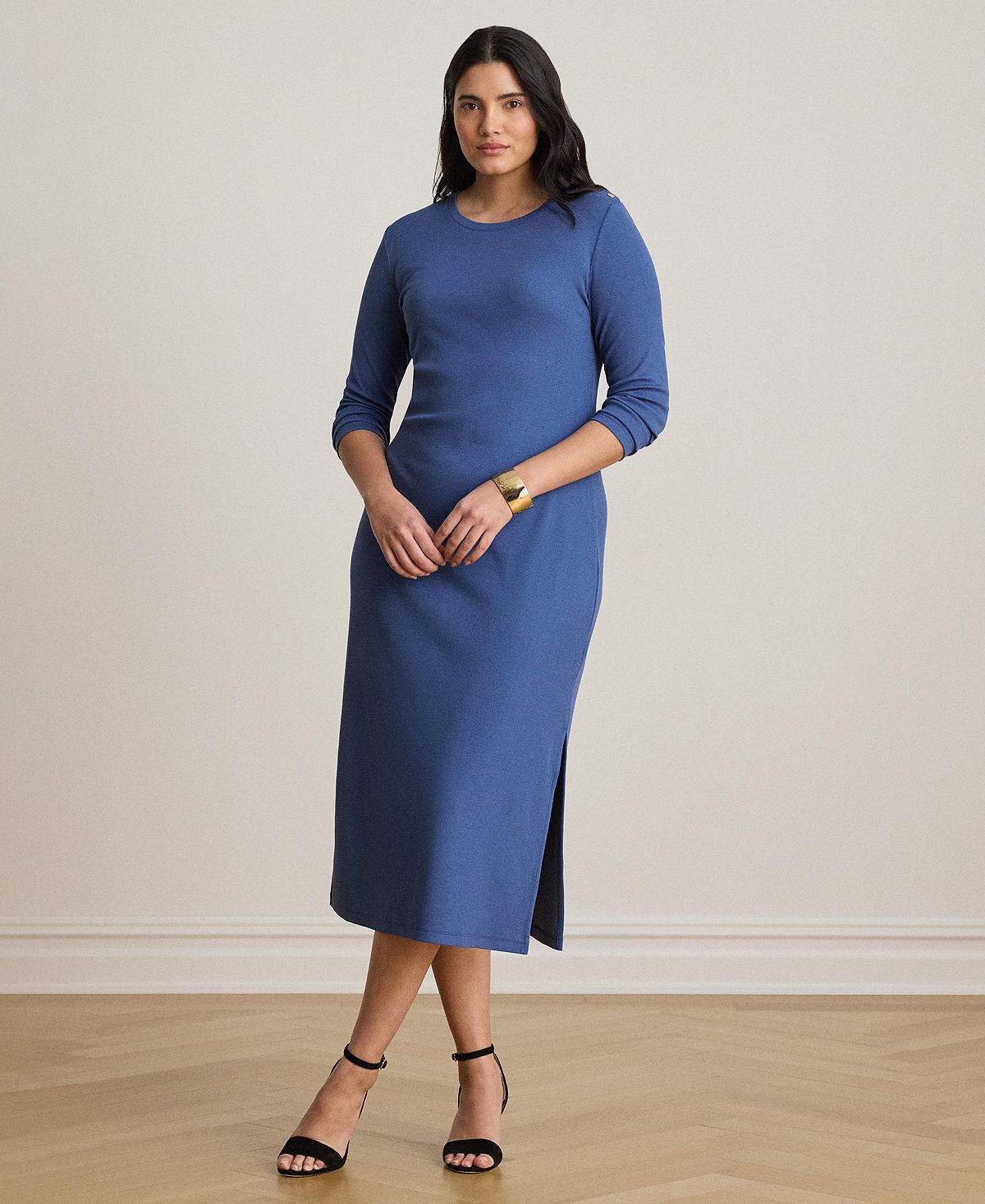 Lauren Ralph Lauren Women's Slim-Fit Crewneck Midi Dress view 2 — MAYCSS fashion products