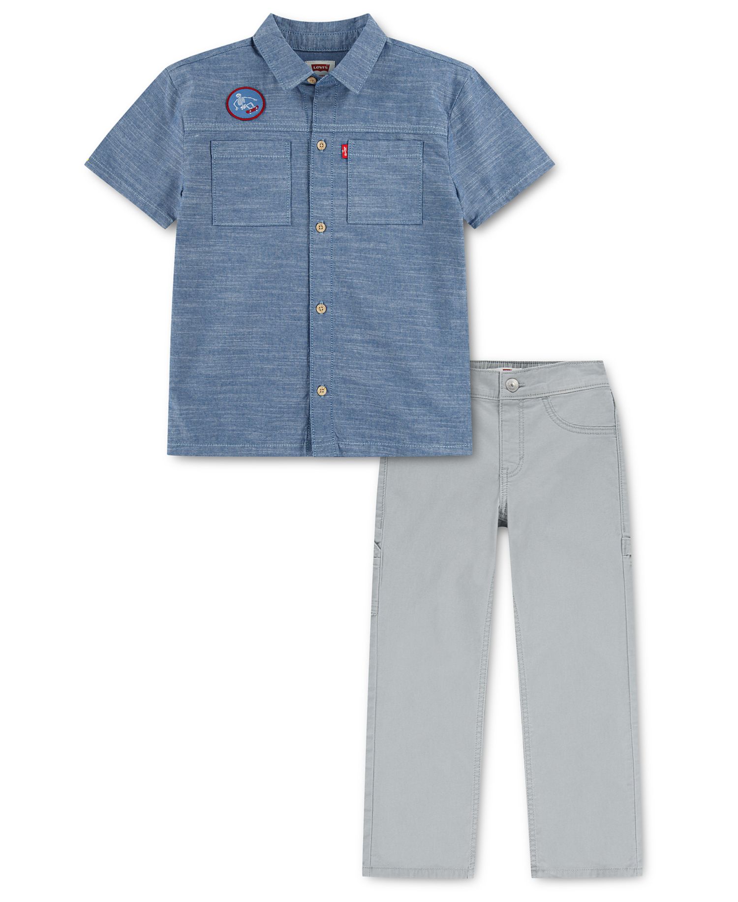 Boys' 4-7 Chambray Top and Pants,2-Piece Set