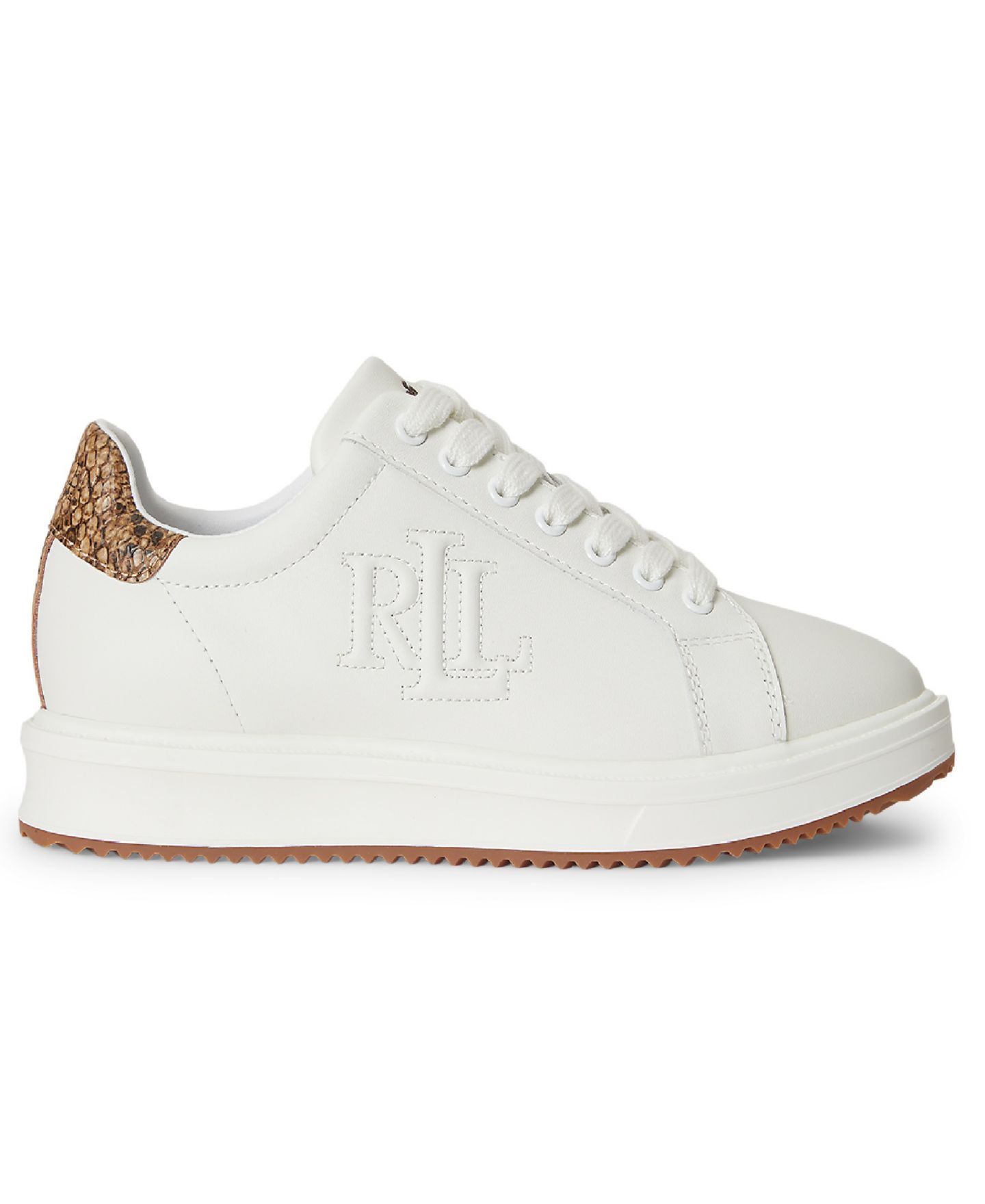 Женские кроссовки Lauren Ralph Lauren Ainsley Lace-Up, цвет: Снежный белый / Рыжевато-коричневый разноцветный — фото 2