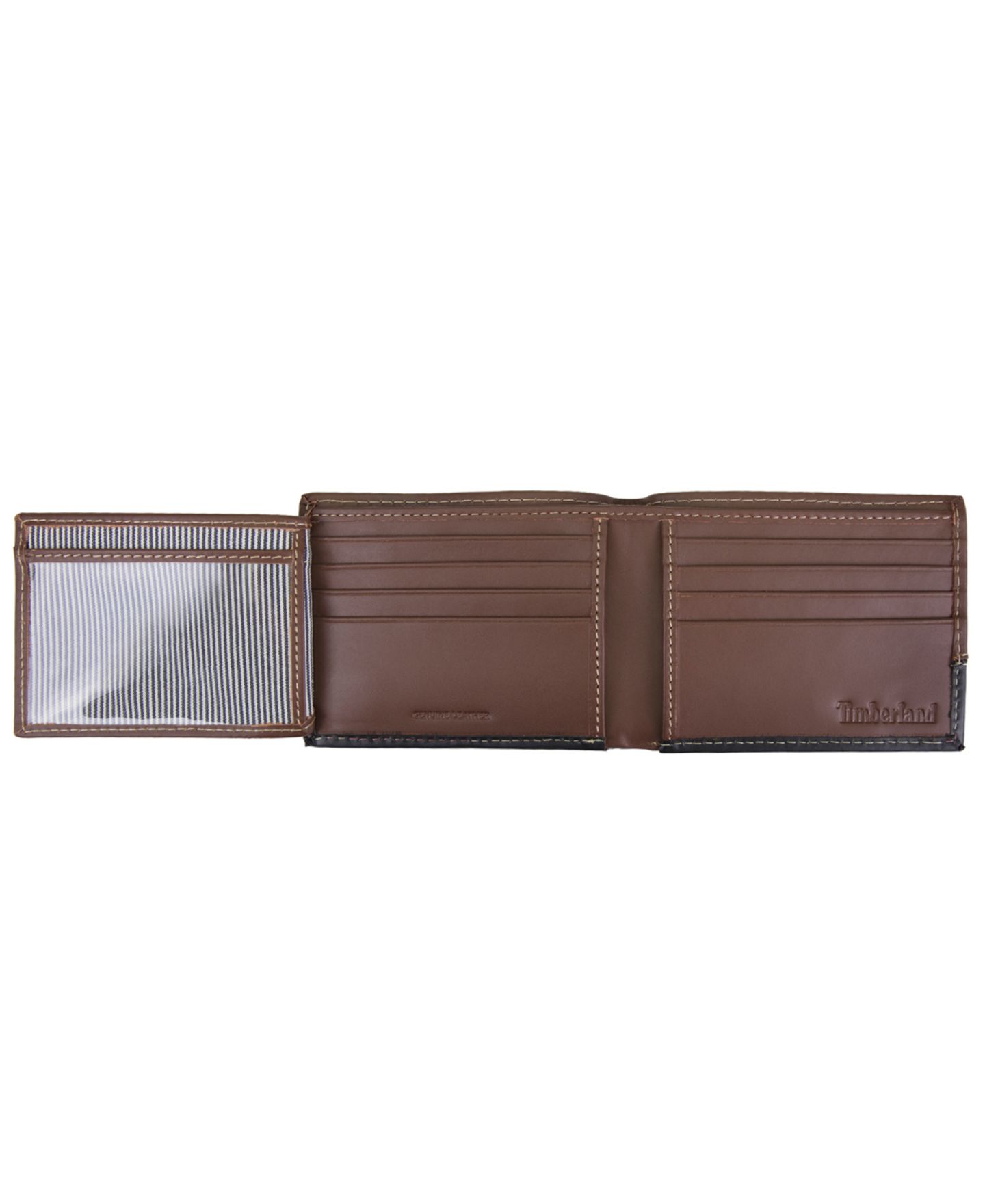 Мужской кошелёк Timberland Hunter Leather Two-Tone Passcase Commuter Wallet, цвет: Коричневый / Чёрный — фото 2