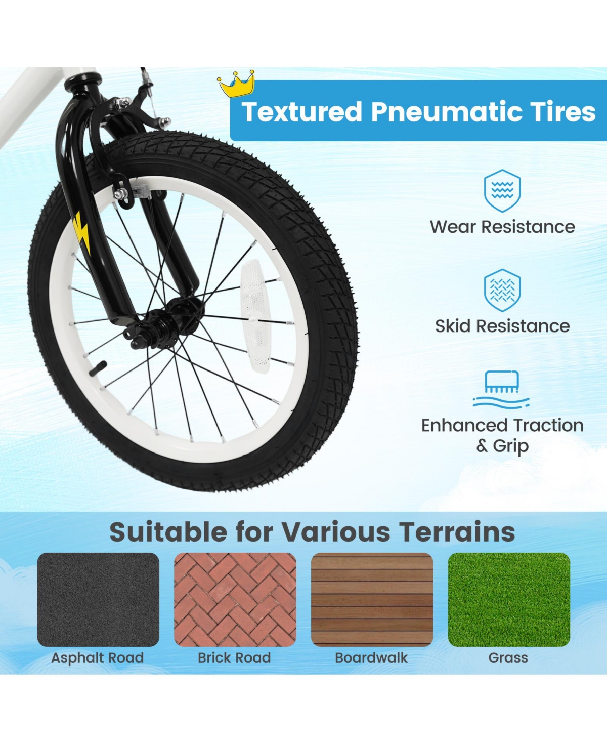 Slickblue Kids Ride On Bike with Training Wheels