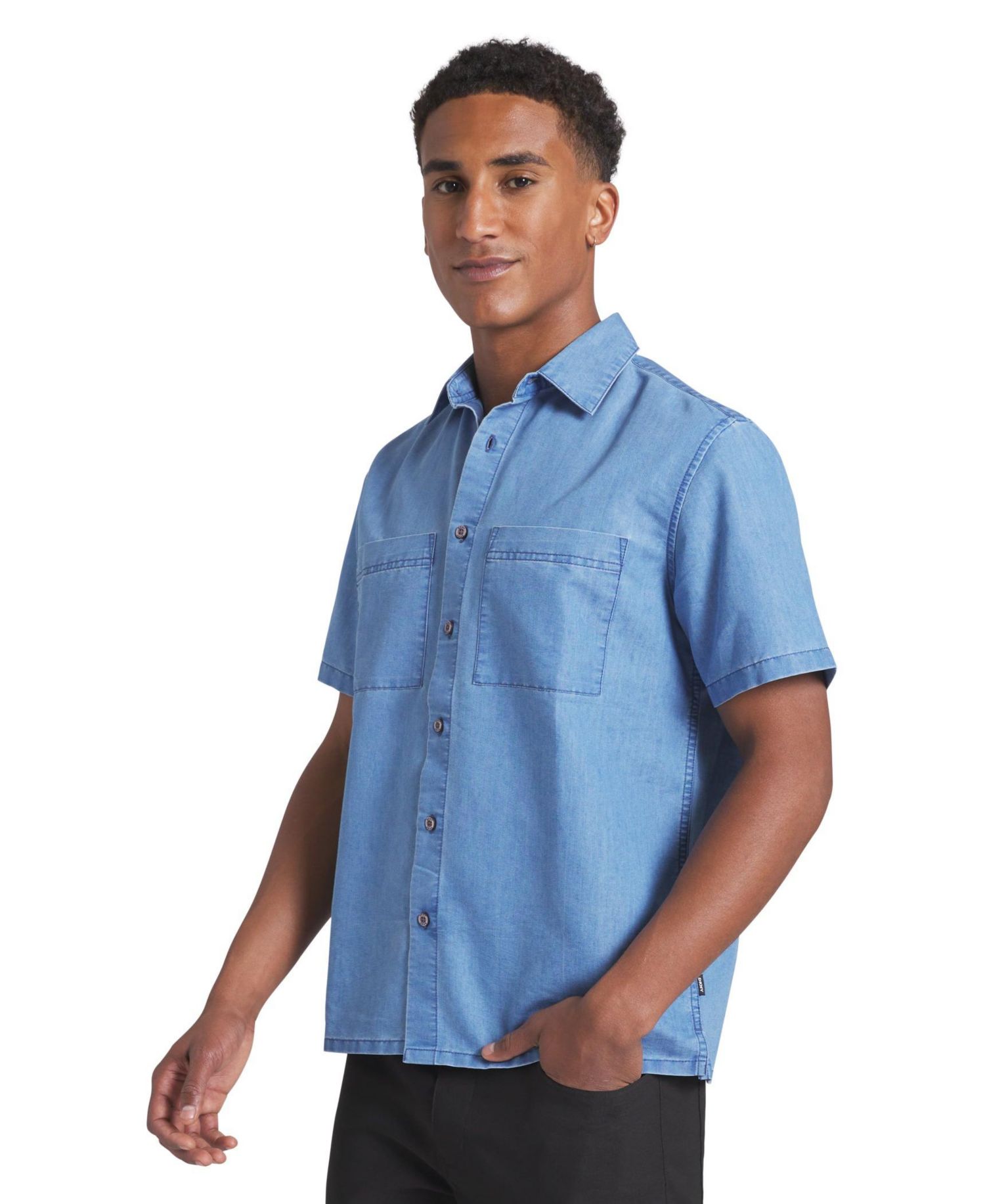 Men's chambray button-up shirt