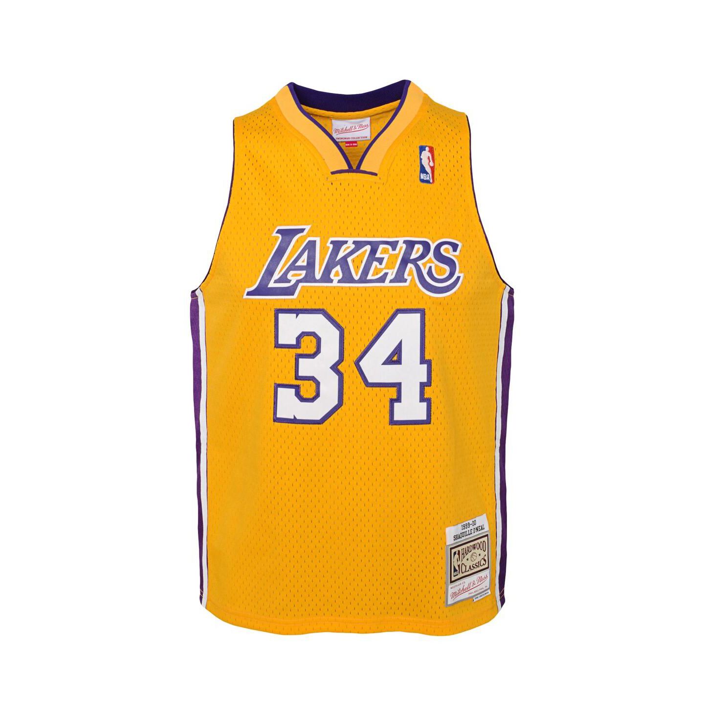 Детское джерси Mitchell & Ness Shaquille O'Neal Lakers 1999/00 Hardwood Classics, Gold — фото 2