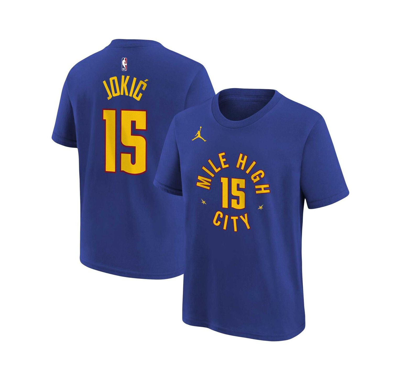 Big Boys and Girls Nikola Jokic Blue Denver Nuggets Statement Edition Name & Number T-Shirt