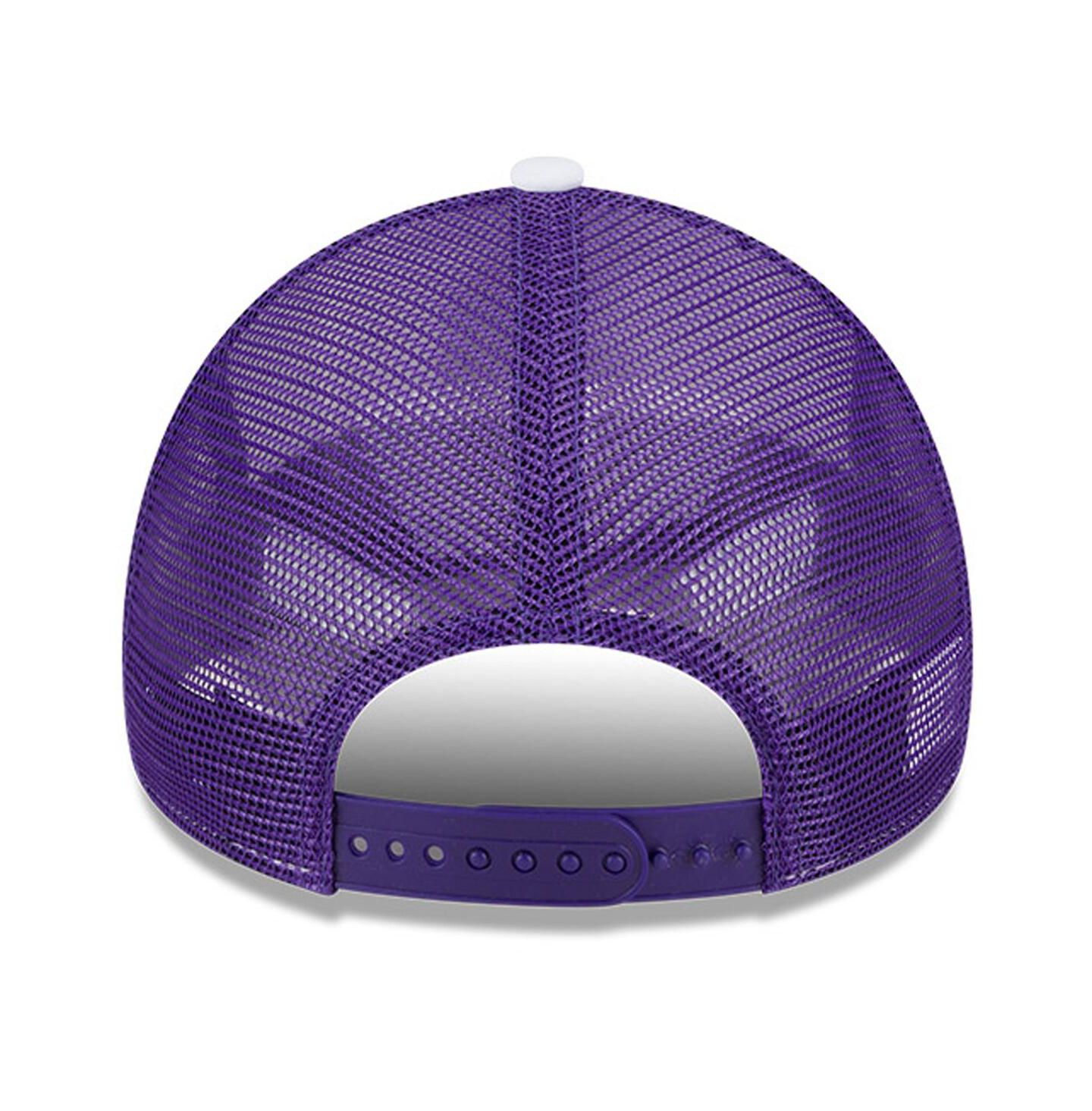 Мужская кепка New Era White/Purple Los Angeles Lakers Court Sport Foam A-Frame 9FORTY Adjustable Trucker Hat — фото 4