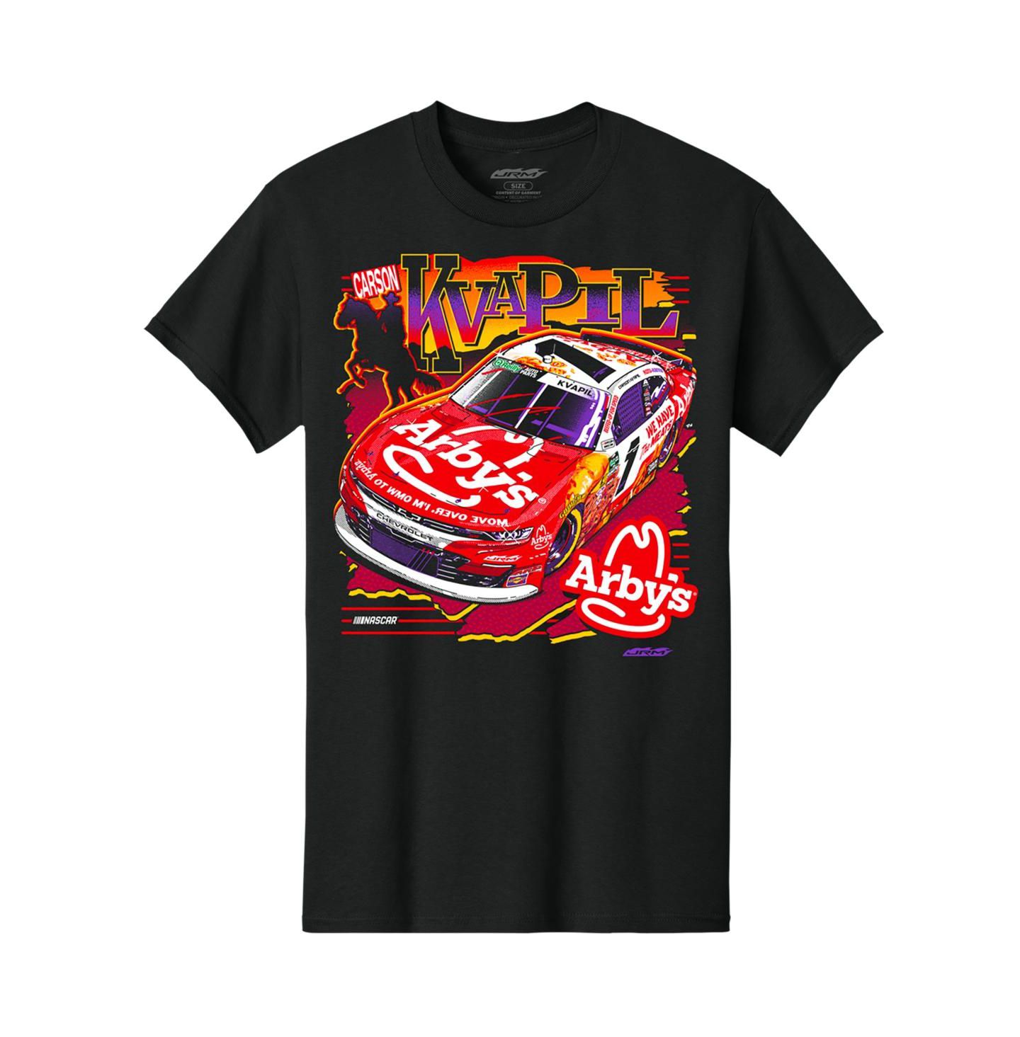 Мужская футболка JR Motorsports Official Team Apparel Black Carson Kvapil Arby's — фото 2