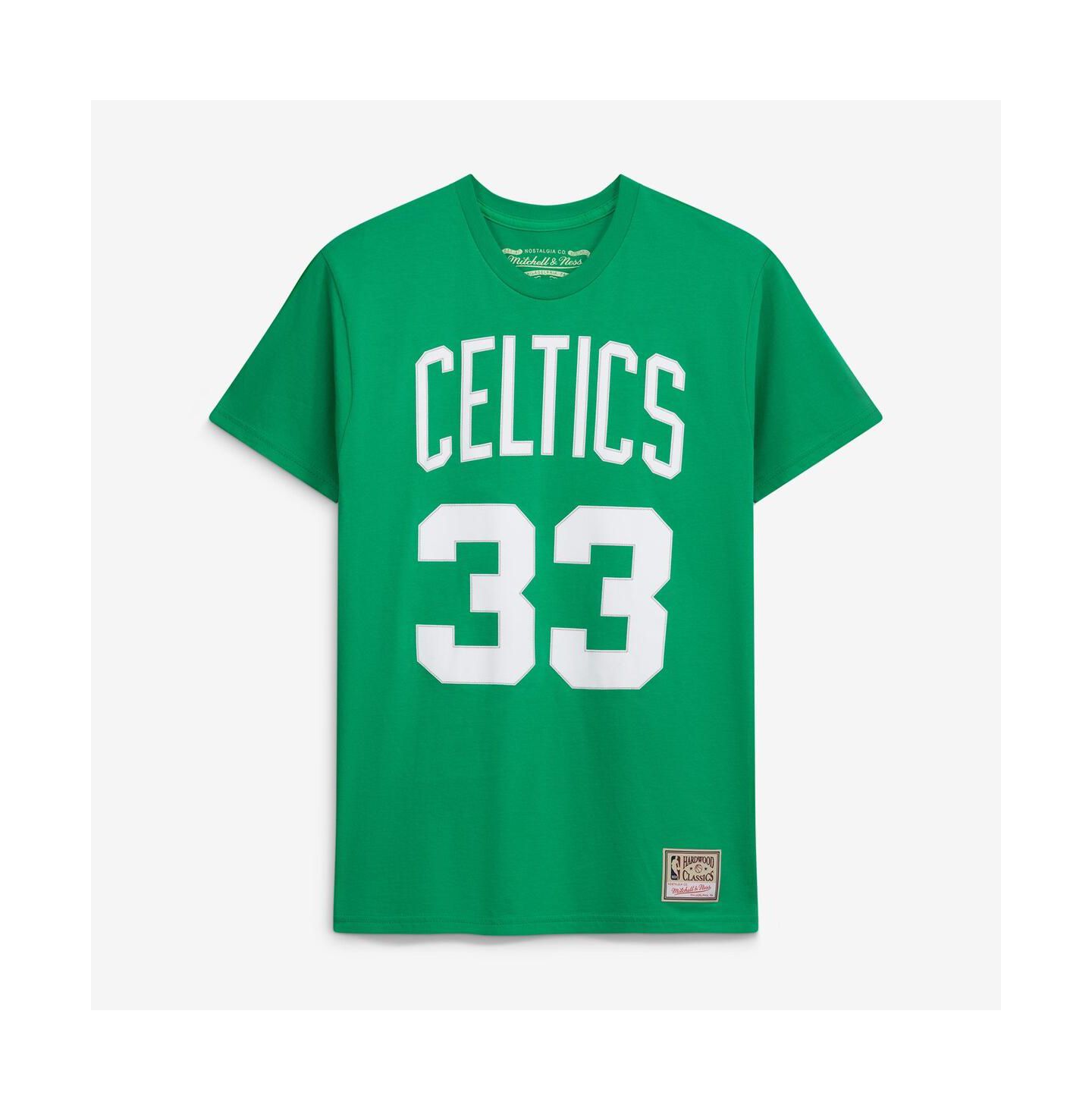 Футболка Mitchell & Ness Larry Bird Kelly Green Boston Celtics Hardwood Classics Name & Number — фото 2