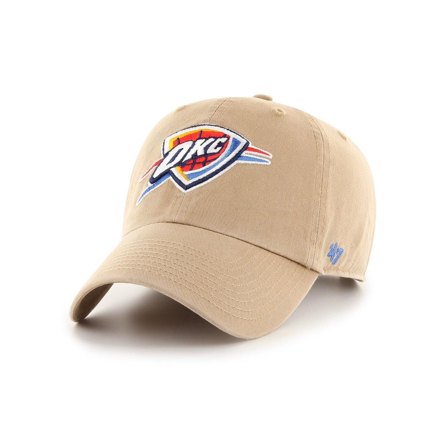 Men's Khaki Oklahoma City Thunder Logo Clean Up Adjustable Hat