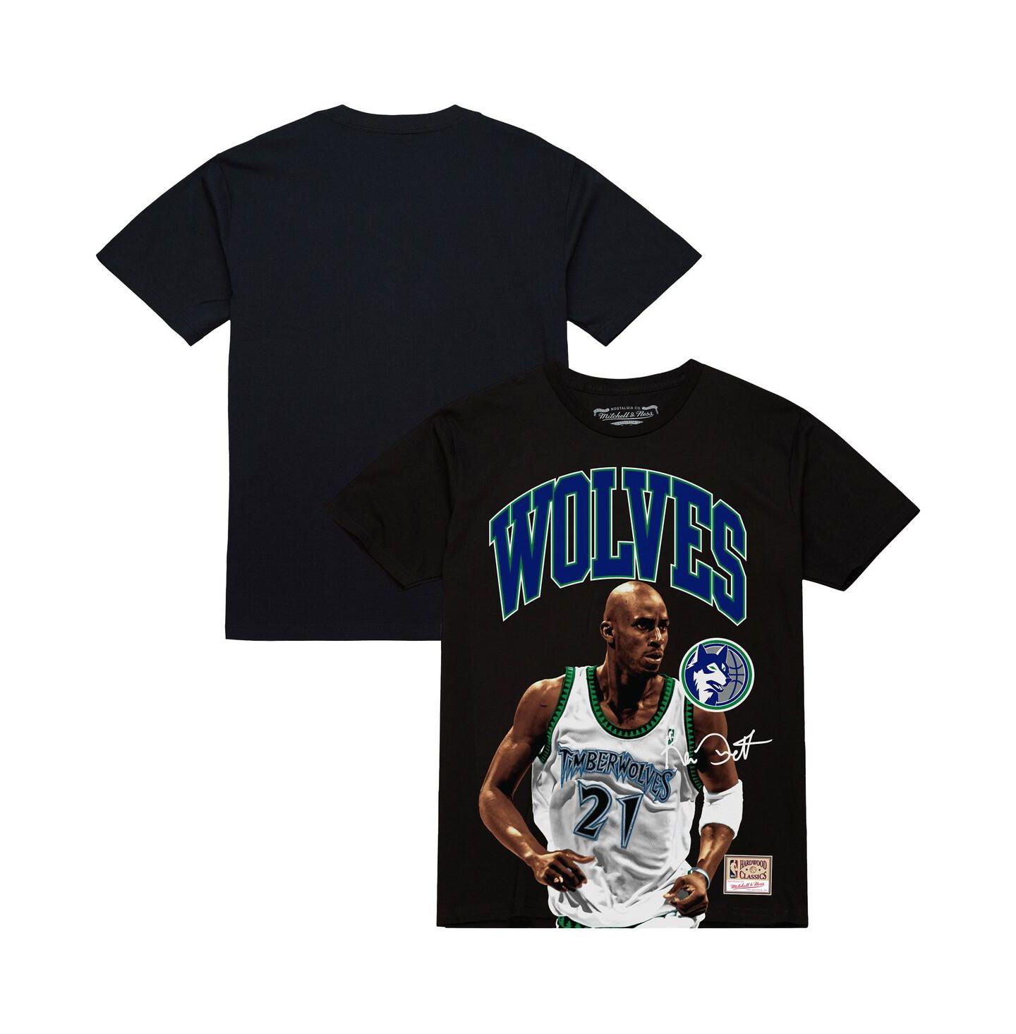 Мужская футболка Mitchell & Ness Kevin Garnett Black Minnesota Timberwolves Hardwood Classics Player Arch — фото 1
