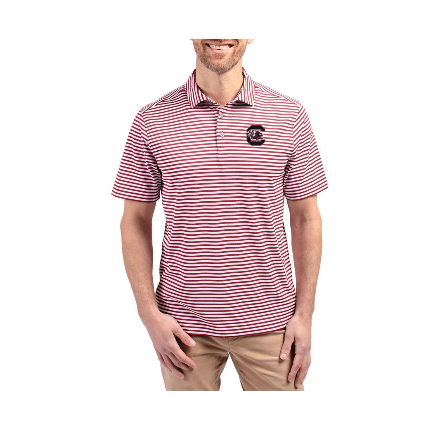 Men's Garnet South Carolina Gamecocks Virtue Eco Pique Stripe DryTec Polo Shirt