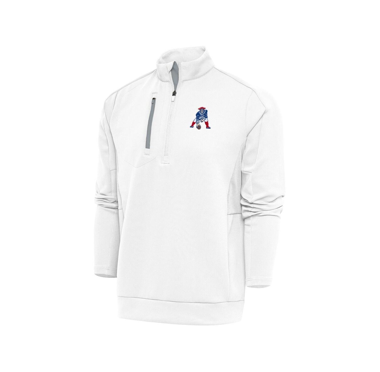 Men's White New England Patriots Team Logo Throwback Generation Quarter-Zip Pullover