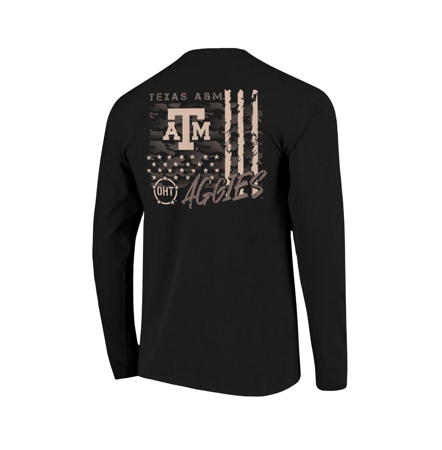 Мужская футболка Image One Black Texas A&M Aggies OHT Camo Overlay Comfort Colors Long Sleeve — фото 4