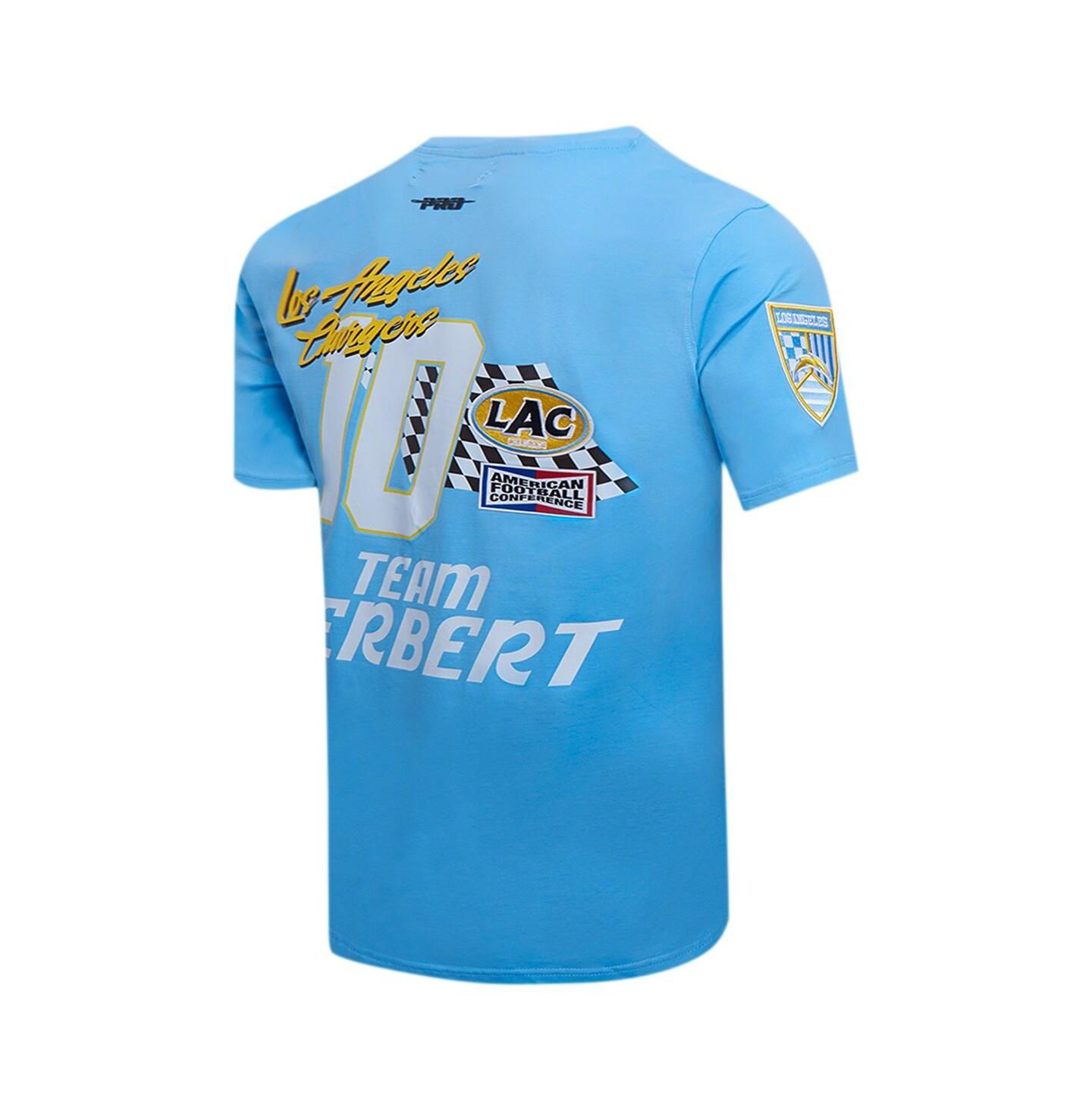 Мужская футболка Pro Standard Justin Herbert Powder Blue Los Angeles Chargers Fast Lane Name and Number Player — фото 4