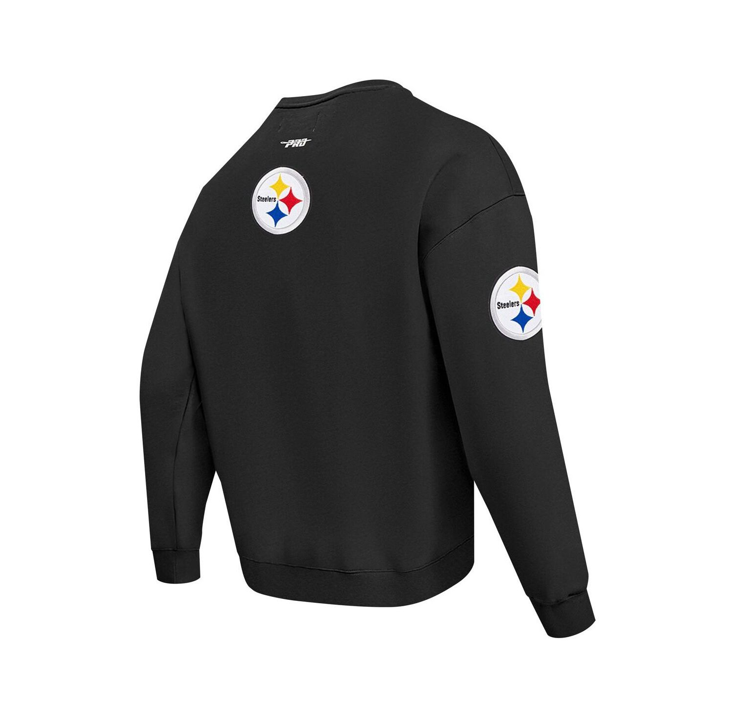 Men's Black Pittsburgh Steelers Turn It Up Drop Shoulder Pullover Sweatshirt