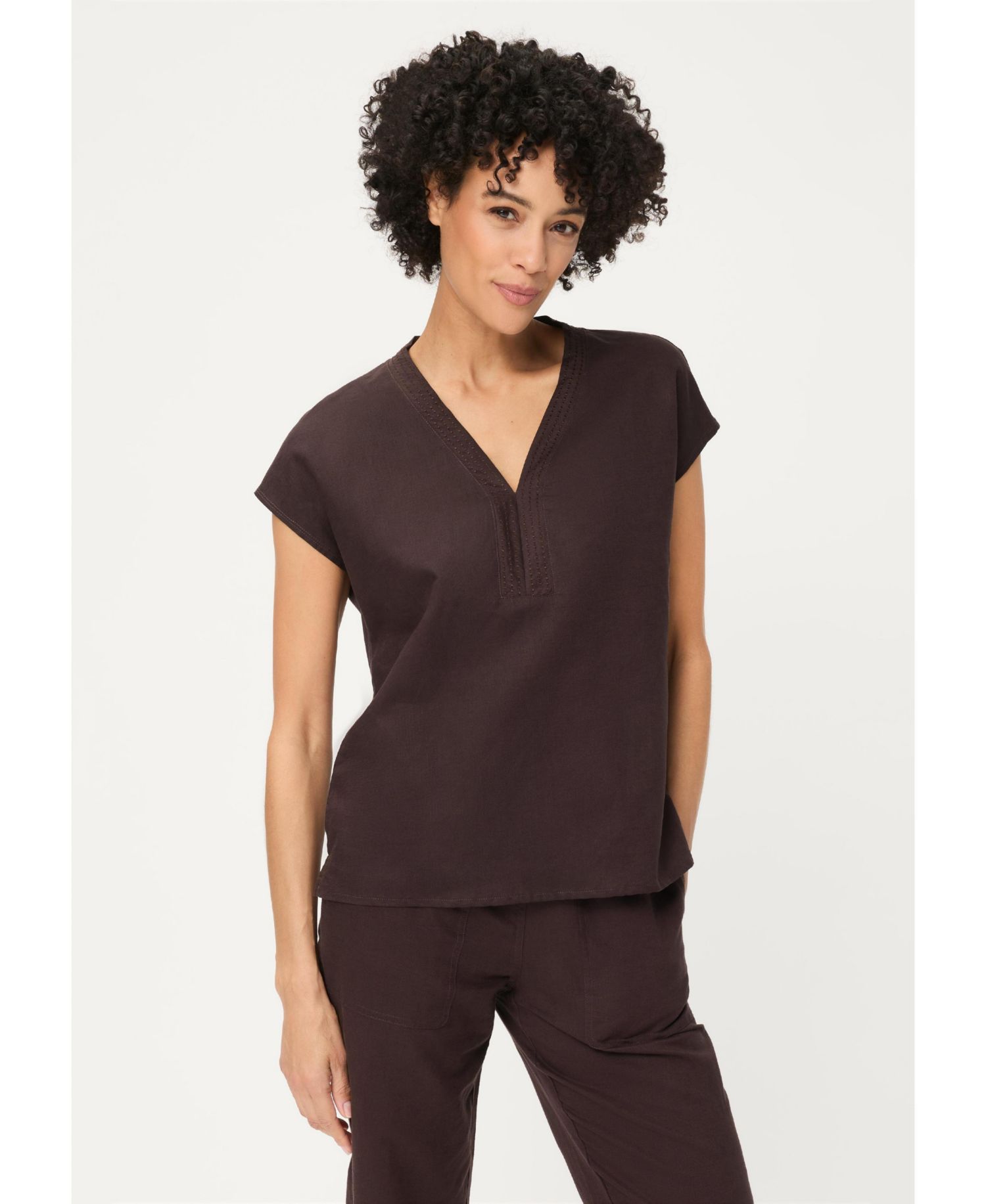 Women's Solid Mixed Media Tunic T-Shirt