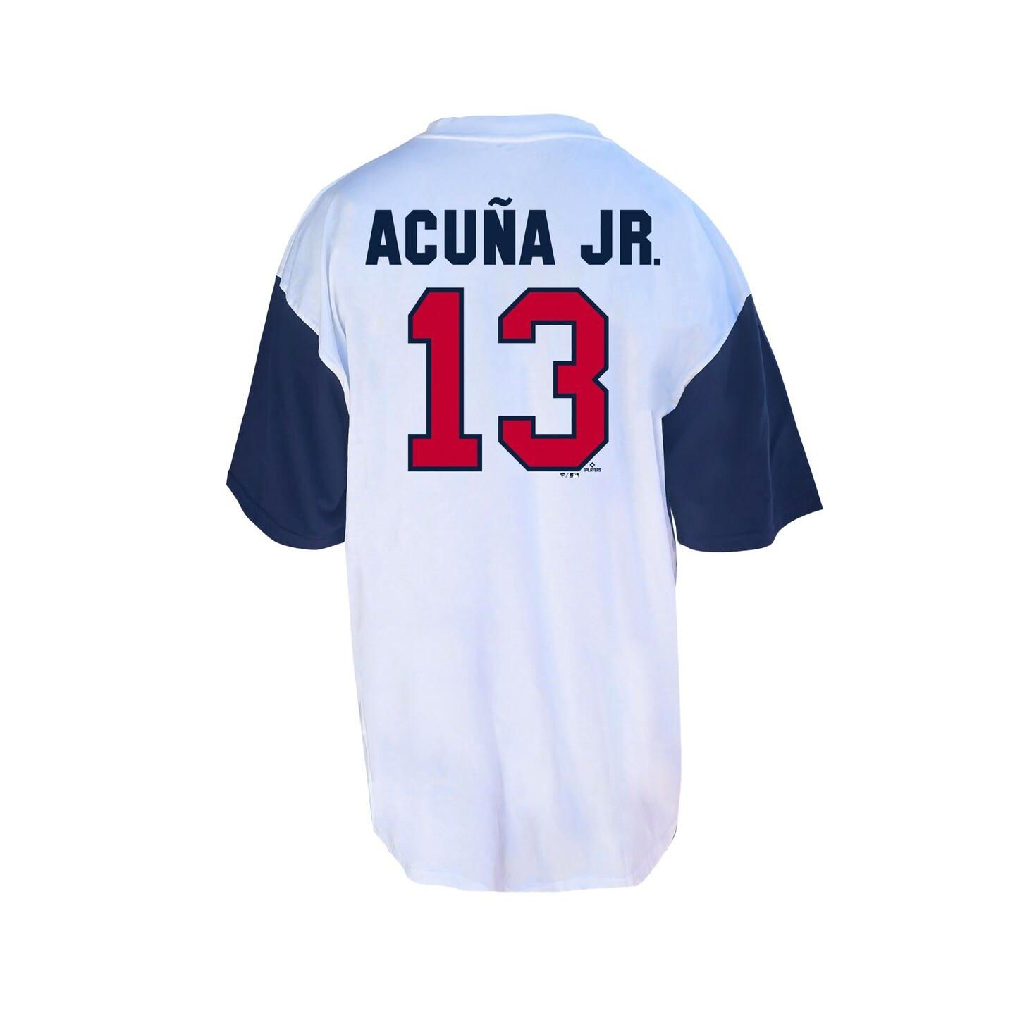 Мужская футболка Fanatics Profile Ronald Acuña Jr. White/Navy Atlanta Braves Big & Tall Player Name & Number — фото 3