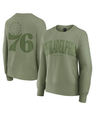 Women's Olive Philadelphia 76ers Elements Flow Pullover Sweatshirt