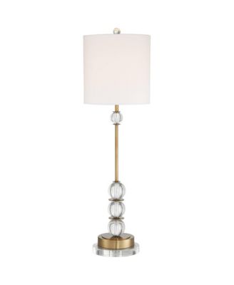 Halston Modern Buffet Table Lamp with Round Riser 33.5 Inches Tall Drum Shade for Bedroom Living Room Bedside Office