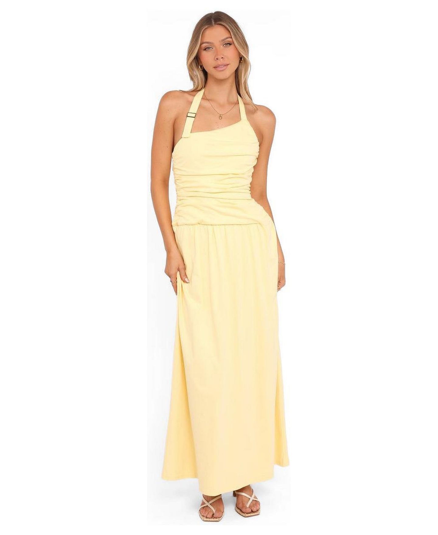 Женское платье Petal and Pup Emalia Halter Maxi, цвет: Бледный жёлтый — фото 1