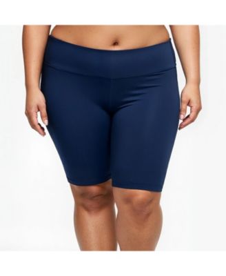 Plus Size Chlorine Resistant High Waisted Long Bike Swim Shorts