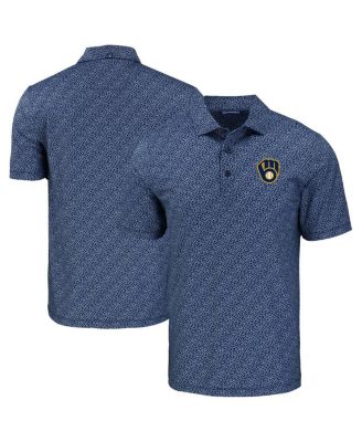 Men's Navy Milwaukee Brewers Pike Eco Pebble Print Stretch Polo Shirt