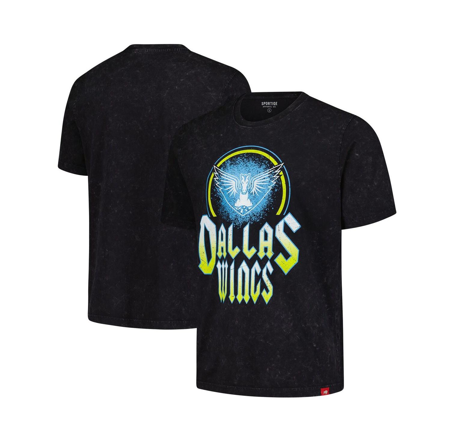 Men's and Women's Black Dallas Wings Rock Roll Collection Angus Mineral Wash T-Shirt
