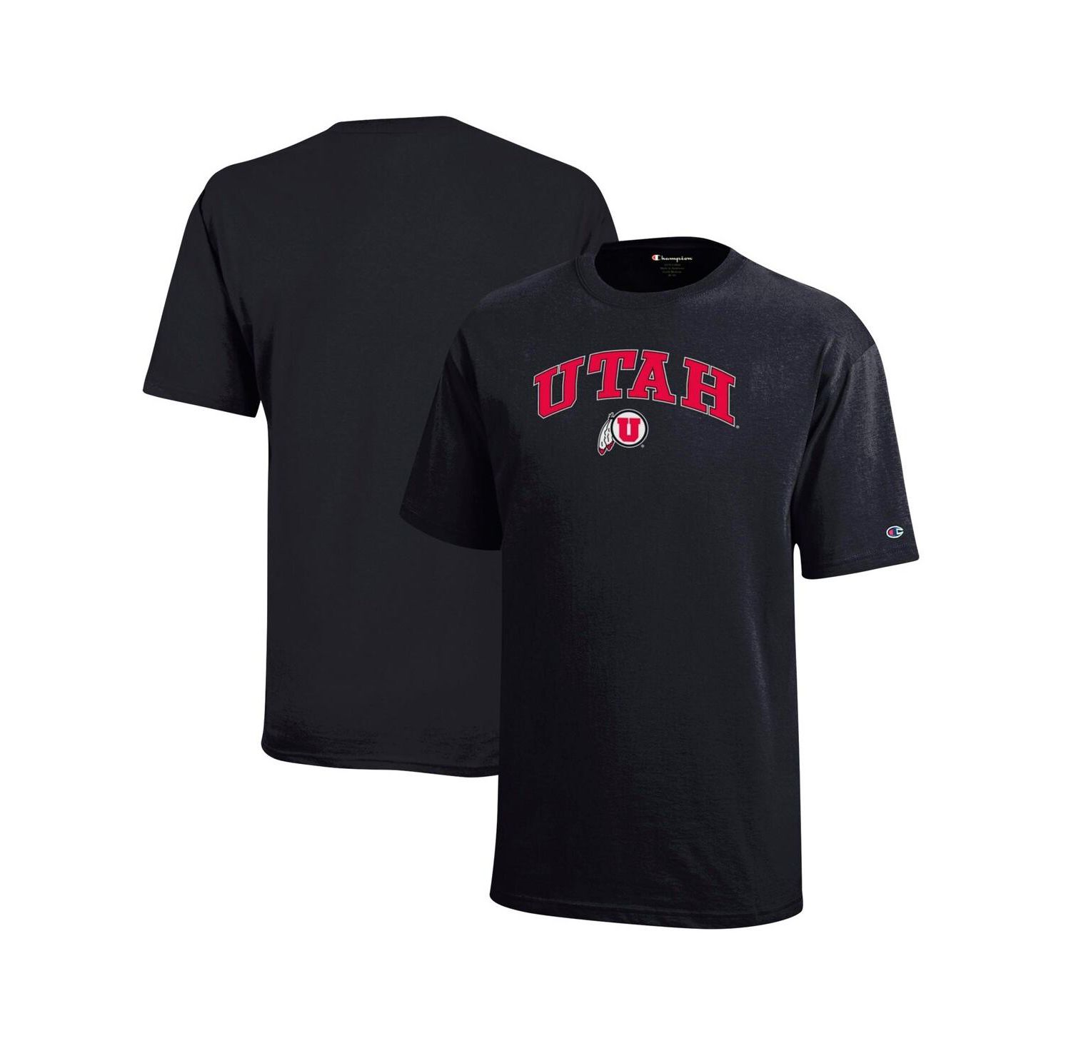 Big Boys and Girls Black Utah Utes Arch Over Logo T-Shirt