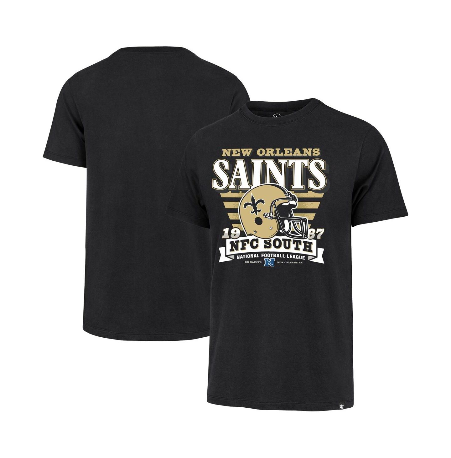 Мужская футболка '47 Brand Black New Orleans Saints Stripe Splash Franklin Throwback — фото 1