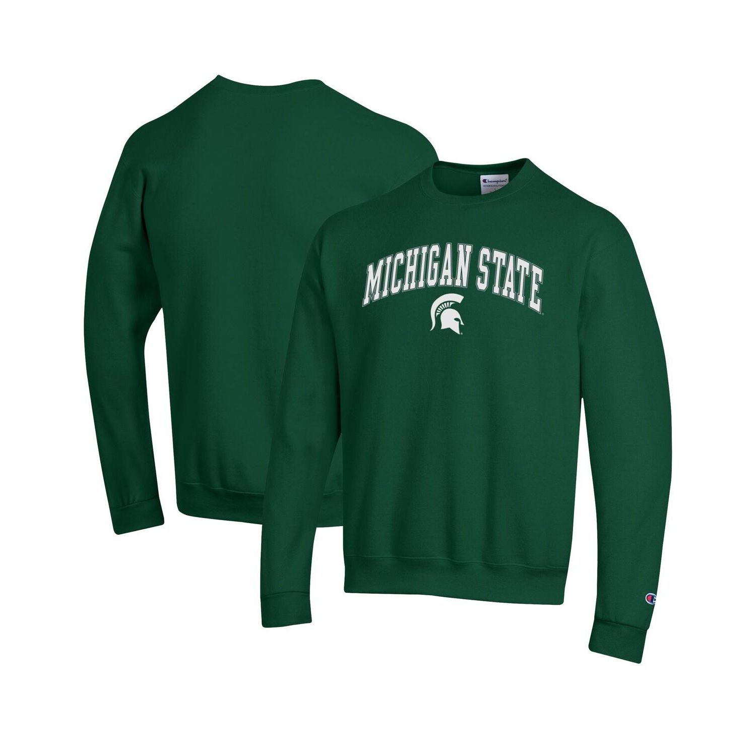 Men's Green Michigan State Spartans Arch Over Logo Pullover Sweatshirt
