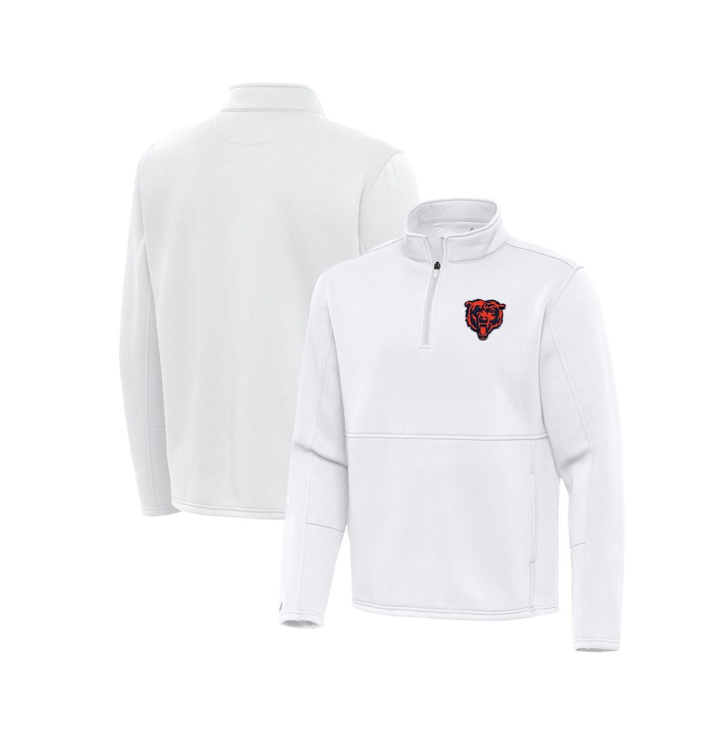 Мужская куртка Antigua White Chicago Bears Twist Quarter-Zip Pullover — фото 1