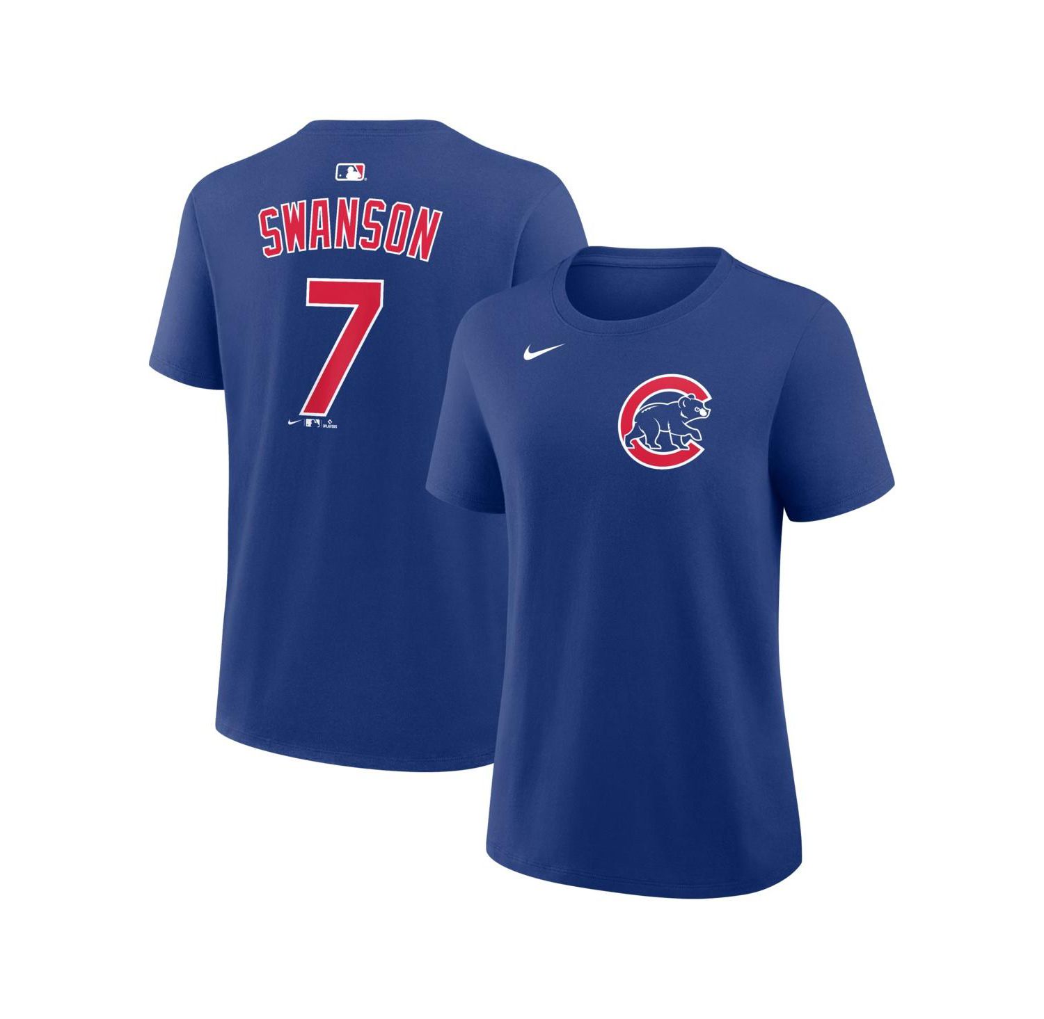 Women's Dansby Swanson Royal Chicago Cubs Name and Number T-Shirt
