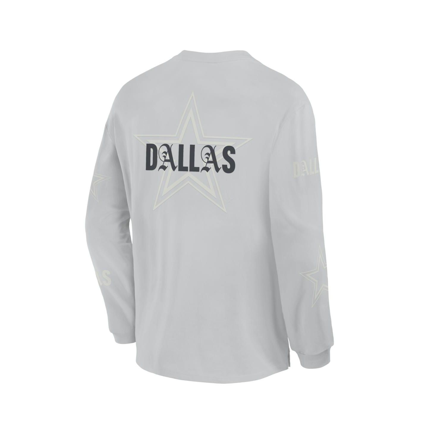 Мужская футболка Fanatics Gray Dallas Cowboys Oversized Type Play Long Sleeve — фото 3