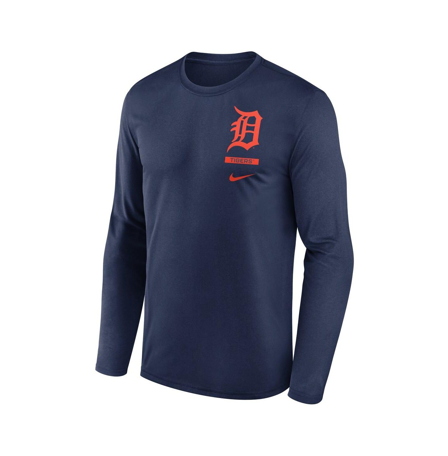 Мужская футболка Nike Navy Detroit Tigers 2-Hit Legend Dri-FIT Long Sleeve — фото 2