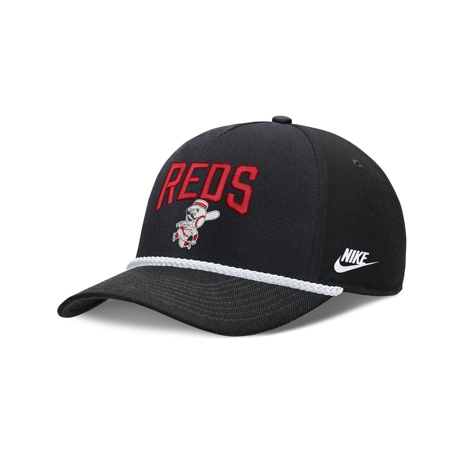 Men's Black Cincinnati Reds Cooperstown Rise Adjustable Hat