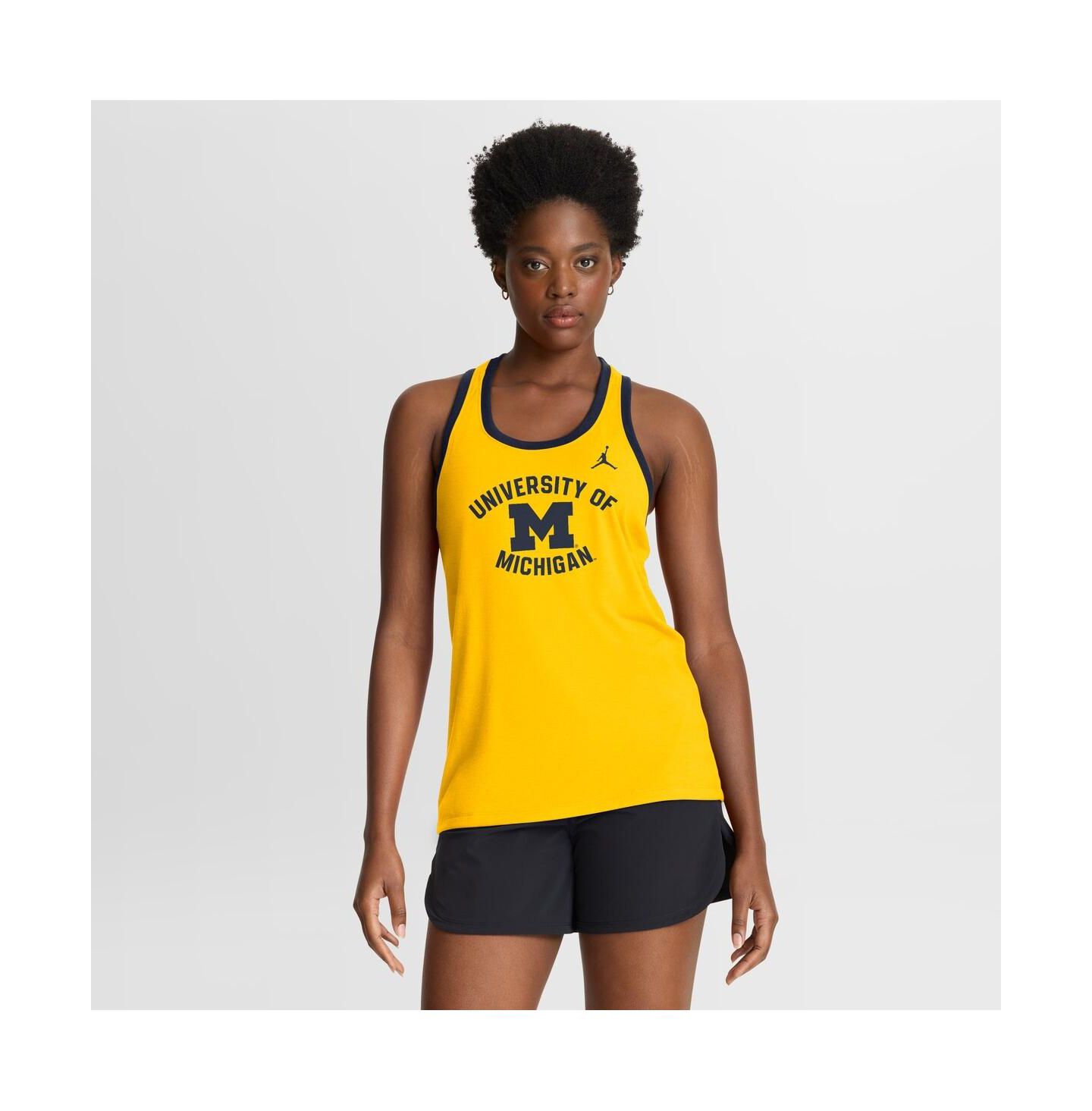 Женский топ Jordan Maize Michigan Wolverines Uni Name Tri-Blend Dri-FIT Racerback — фото 1