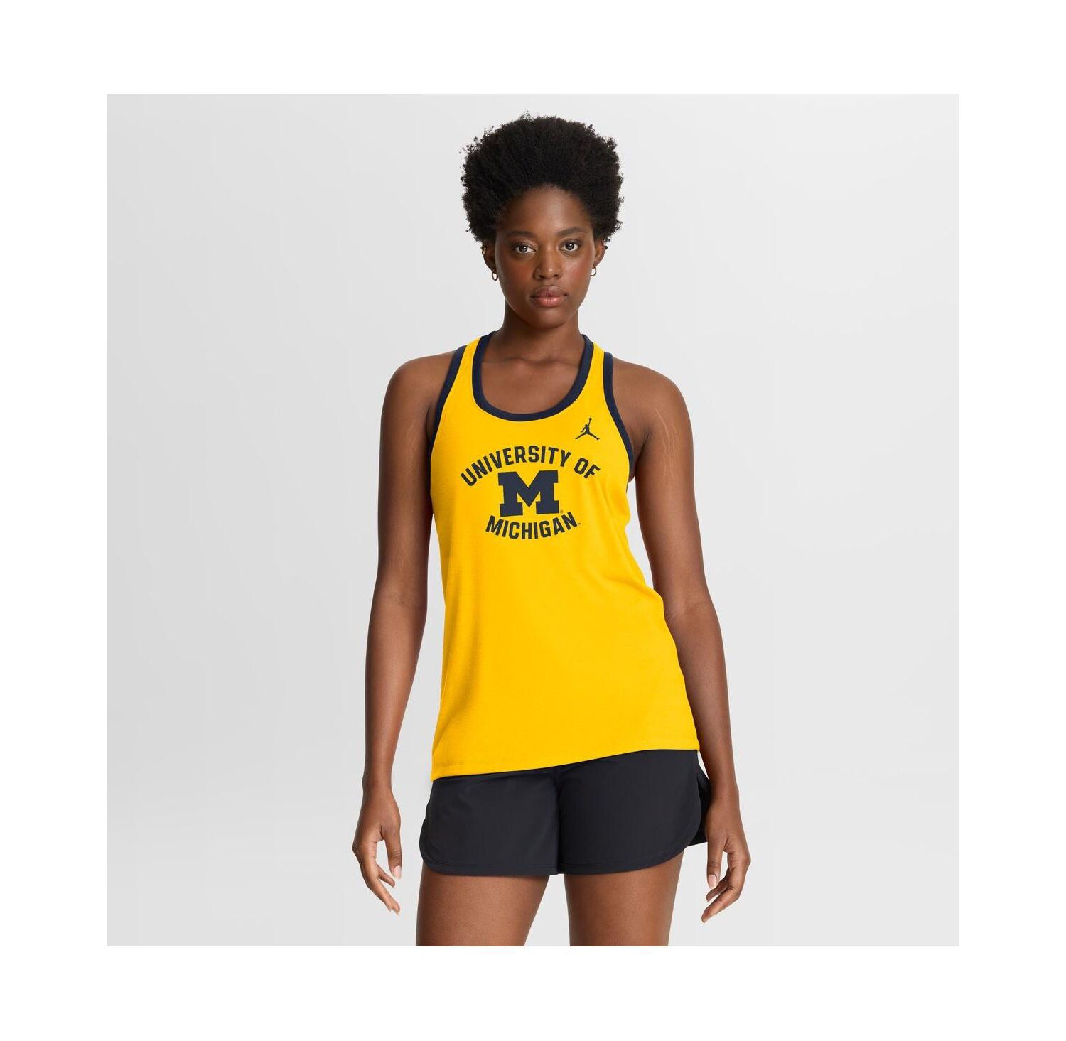 Women's Maize Michigan Wolverines Uni Name Tri-Blend Dri-FIT Racerback Tank Top