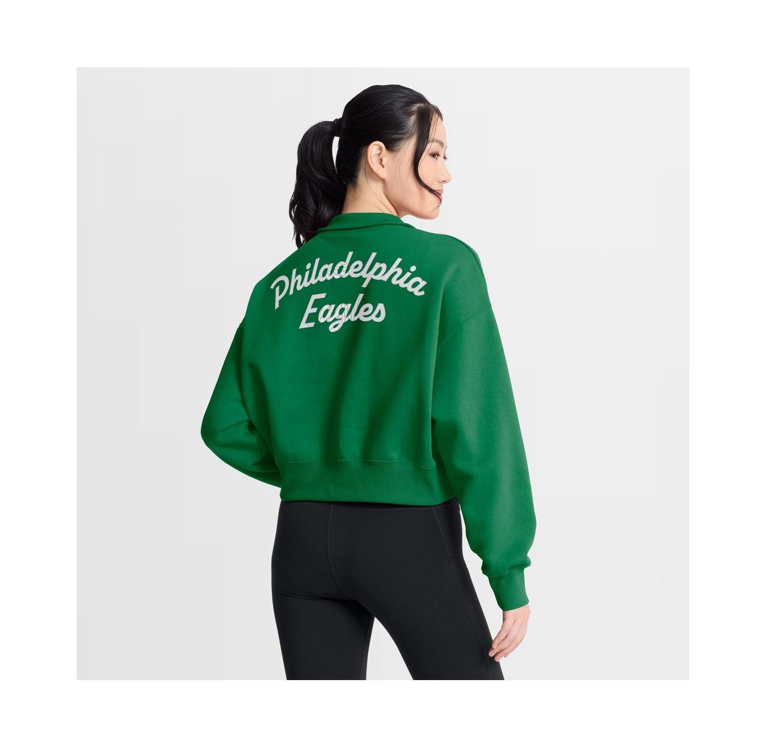 Women's Kelly Green Philadelphia Eagles Phoenix Fleece Quarter-Zip Sweatshirt